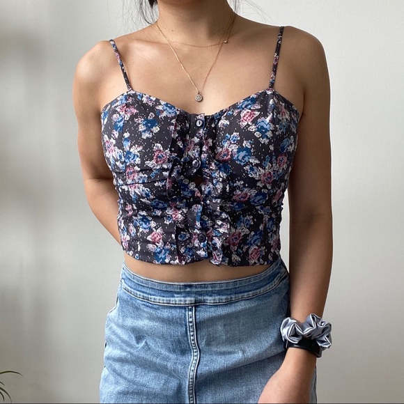 Floral Button-up Corset-style Tank Top - Picture 1 of 7